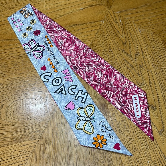 Coach Accessories - NWOT HTF COACH Poppy Butterfly Graffiti Reversible Silk Scarf